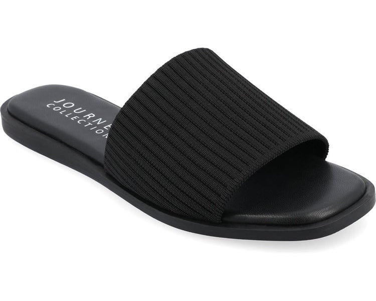 Journee Prisilla Slide Women's 7.5 Black Slip On Single Band Flat Sandals TZP742