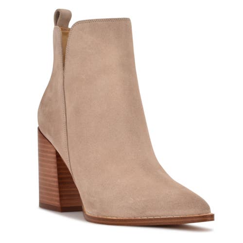 Nine West Birds Boots Women's US 9.5 Taupe Suede Block Heel Ankle Booties TZP786
