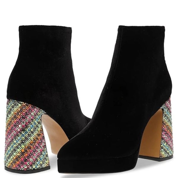 Betsey Johnson Raylan Boots Women's US 5.5 Black Rhinestone Ankle Booties TZP795