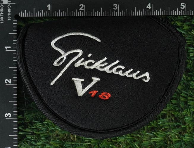 JACK NICKLAUS V18 MID MALLET PUTTER HEADCOVER BLACK / GRAY / WHITE ~ LOOK!!