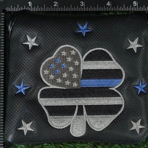 UNICADDIE MALLET PUTTER HEADCOVER MAGNETIC POLICE USA BLACK / BLUE / GRAY CLOVER