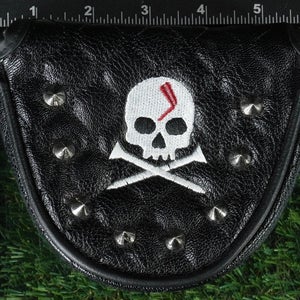 MALLET PUTTER HEADCOVER MAGNETIC SKULL SPIKED BLACK / WHITE ~ LOOK!!