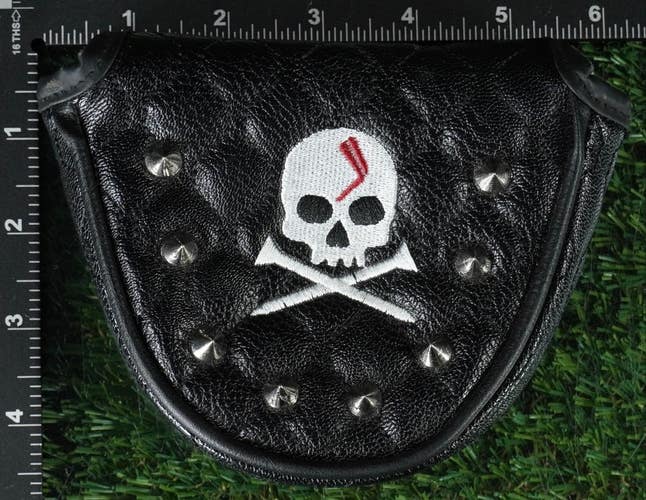 MALLET PUTTER HEADCOVER MAGNETIC SKULL SPIKED BLACK / WHITE ~ LOOK!!
