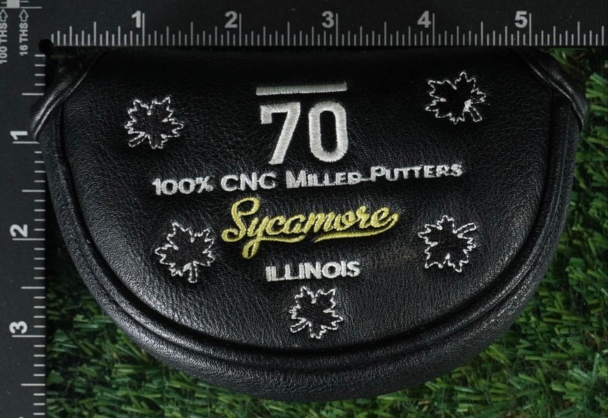 SUB 70 SYCAMORE ILLINOIS MID MALLET PUTTER HEADCOVER LEAVES MAGNETIC BLACK/WHITE