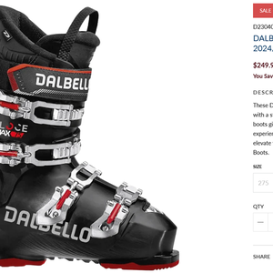 NEW Dalbello Veloce Max 75 Ski Boots 2025 27/27.5mondo = US 9/9.5