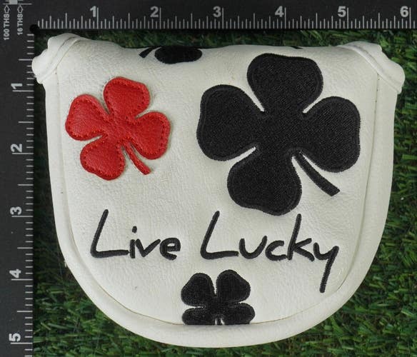 BLACK CLOVER LIVE LUCKY POKER MALLET PUTTER HEADCOVER MAGNETIC BLACK/ WHITE/ RED