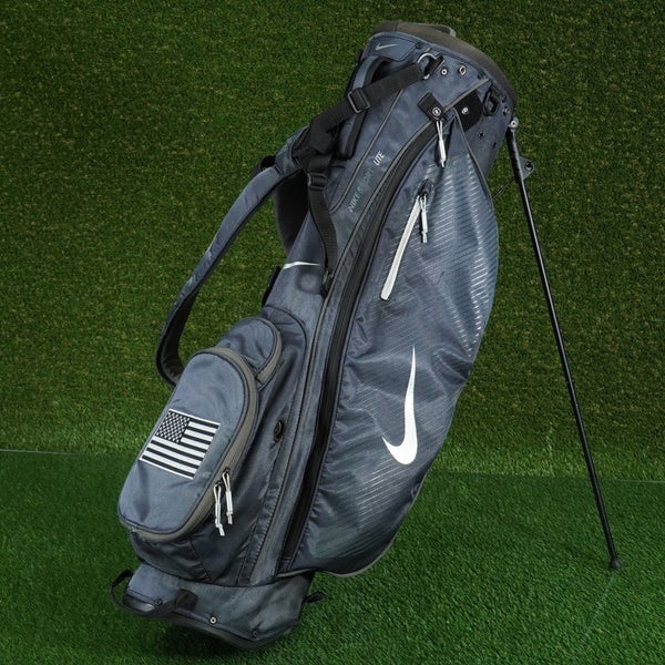 NIKE SPORT LITE STAND BAG 5 WAY GOLF BAG, BLUE / SILVER ~ USA FLAG!