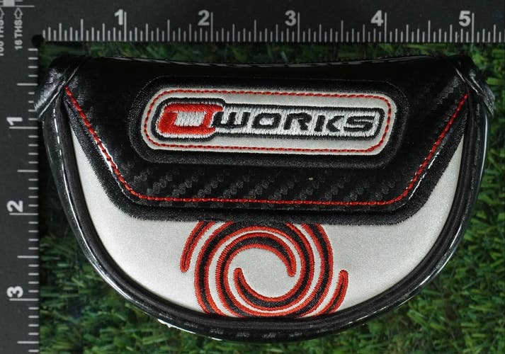 ODYSSEY O-WORKS MID MALLET PUTTER HEADCOVER MAGNETIC BLACK / GRAY / RED ~ LOOK!!