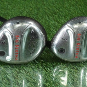 CALLAWAY BIG BERTHA 2004 WOODS SET 3W 5W RCH 75W FIRM FLEX GRAPHITE SHAFTS RH