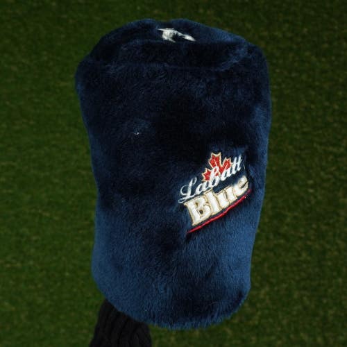 VINTAGE LABATT BLUE FLUFFY FAIRWAY WOOD HEADCOVER BEER LOGO BLUE / BLACK