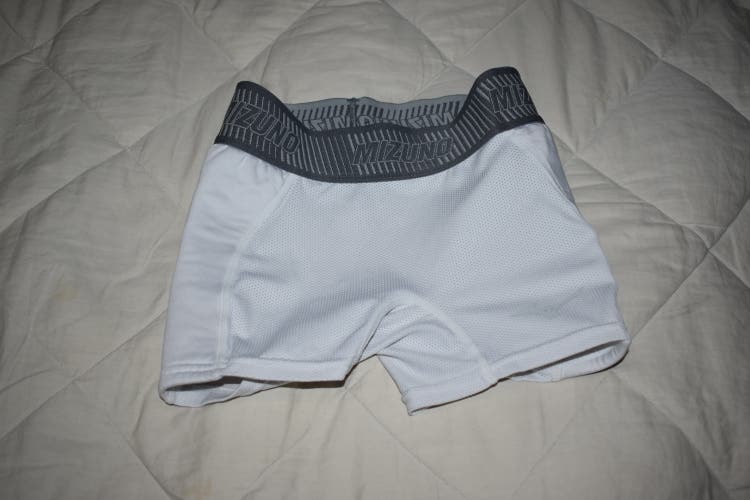 Mizuno Performance Compression Softball Sliding Shorts, White, Youth Large