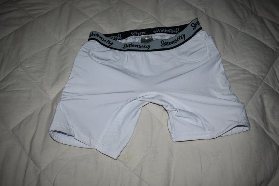 Intensity Compression Softball Sliding Shorts, White, Adult Medium