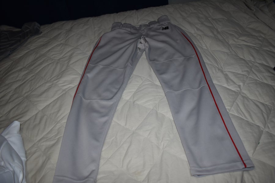 New Balance Team Issue Baseball Pants, Gray w/Red, Adult Small