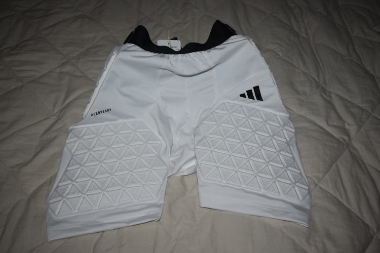NEW - Adidas Aeroready 5 Pad Protective Compression Shorts, White, Adult Large