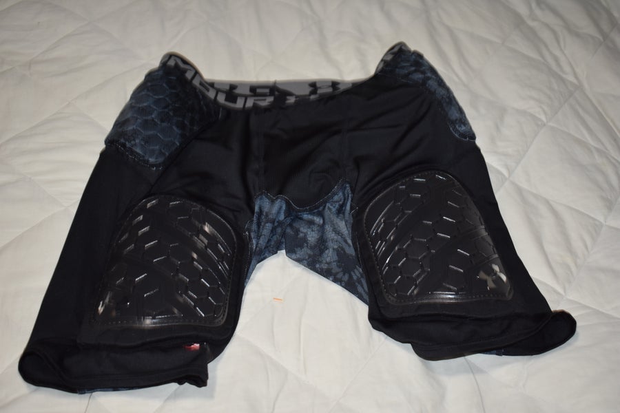 Under Armour Heatgear Gameday Armour Pro 5-Pad Hex Football Girdle, Black/Blue, Adult XL