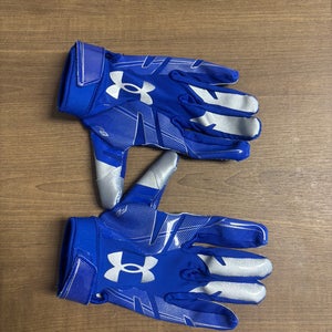 Blue Under Armour Football Gloves