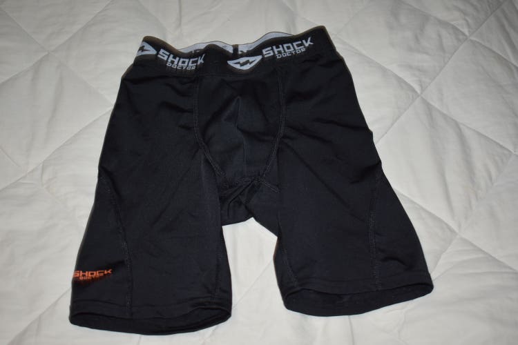 Shock Doctor Compression Base Layer w/Cup Pocket, Black, Boy's Small