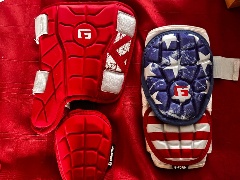 Red white blue , g form elbow and shin guards