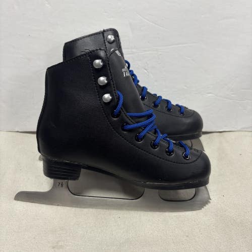 Boys Junior Size 13 Lake Placid Cascade Black Figure Ice Skates.