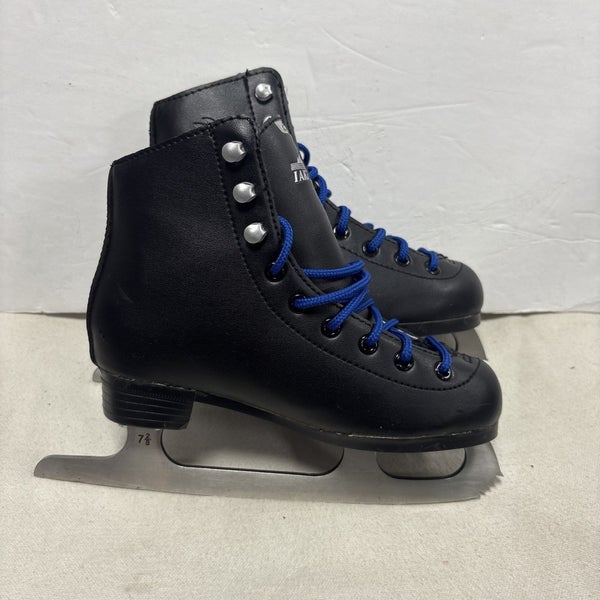 Boys Junior Size 13 Lake Placid Cascade Black Figure Ice Skates.