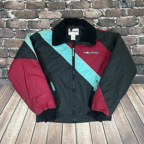 Vintage Polaris Jacket Mens Large Colorblock Union Made Bomber 90s Snowmobile