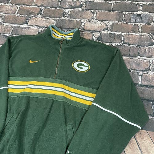 Vintage Nike Pro Line Green Bay Packers NFL Jacket Therma Fit Fleece Mens XL