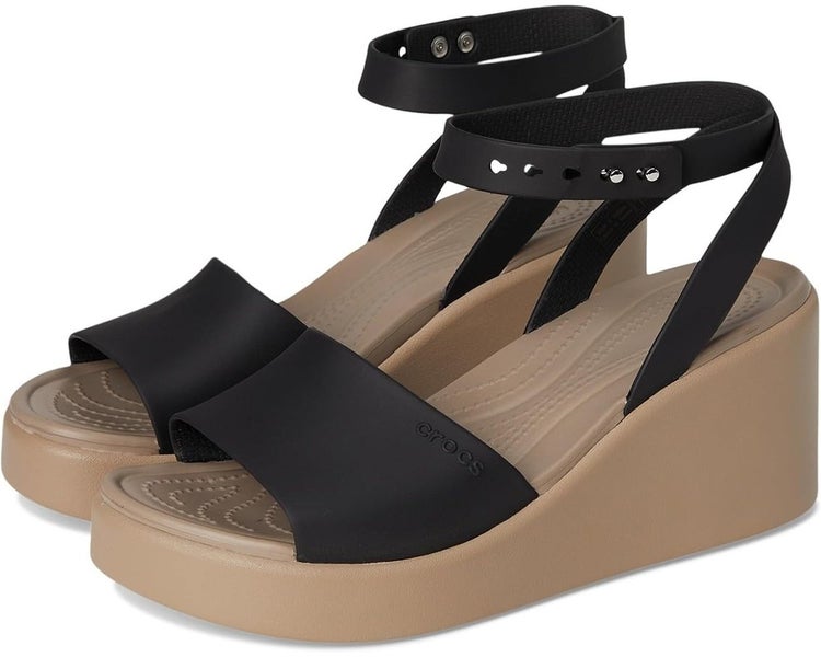 Crocs Brooklyn 209406-07H Sandals Women's US 9 Black Mushroom Wedge Heel TZP881