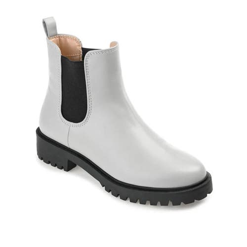 Journee Collection Kenova Boots Women's US 7 Gray Leather Chelsea Booties TZP826