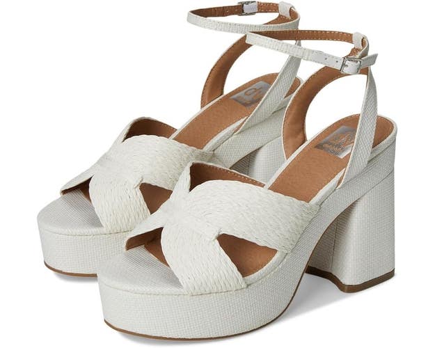 DV by Dolce Vita Waylan Sandals Women's US 7.5 White Block Heel Platform TZP1027