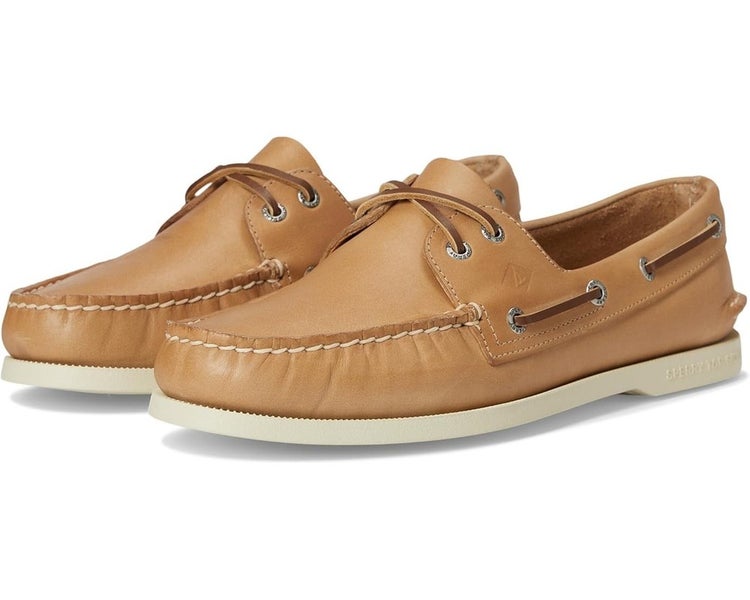 Sperry Authentic Original 2-Eye Men's 11 Cream Leather Slip On Boat Shoes TZP806