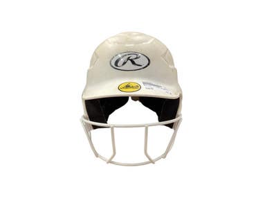 Used Rawlings BATTING HELMET Batting Helmet w/Mask White One Size 11846-S000097452