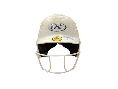 Used Rawlings BATTING HELMET Batting Helmet w/Mask White One Size 11846-S000097452