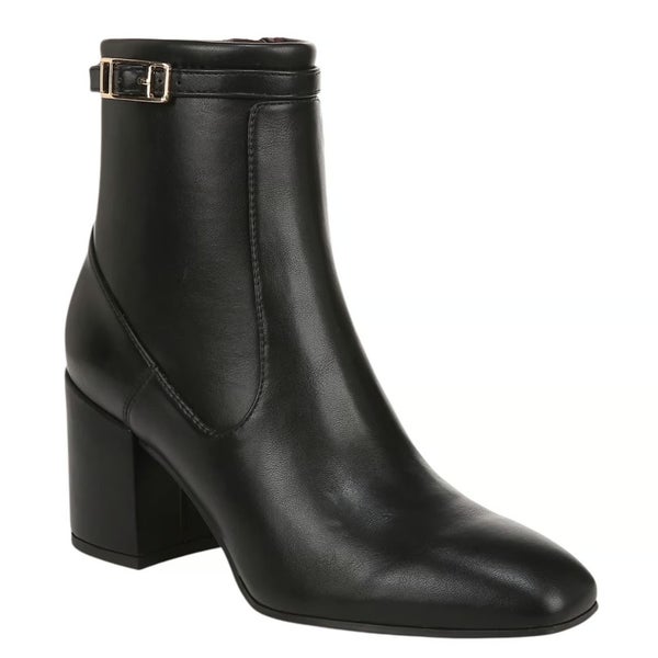 Franco Sarto Tribute Boots Women 8.5 Black Faux Leather Square Toe Bootie TZP828