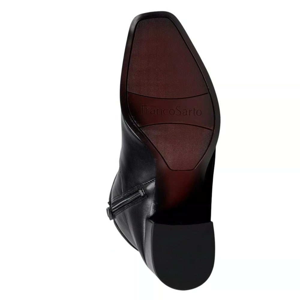 Franco Sarto Tribute Boots Women 8.5 Black Faux Leather Square Toe