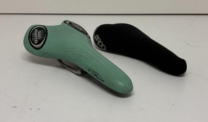 Selle San Marco Italy Blaze Bianchi Celeste Green Titanium Rail Saddle Seat