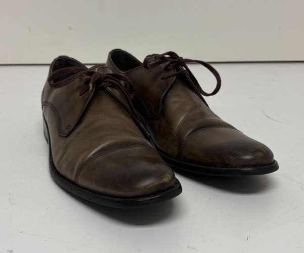 John Varvatos Weathered Brown Leather Cap To Oxfords US Men's 9.5 Fast Shipping