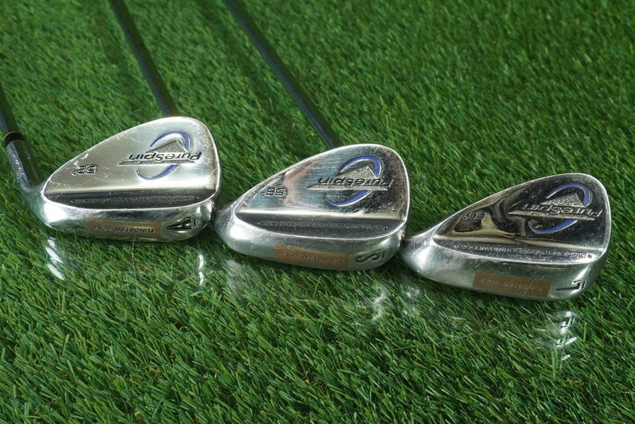 PURE SPIN DIAMOND FACE WEDGES SET AW, SW, LW WEDGE FLEX 52 56 60 RH ~ LOOK!!