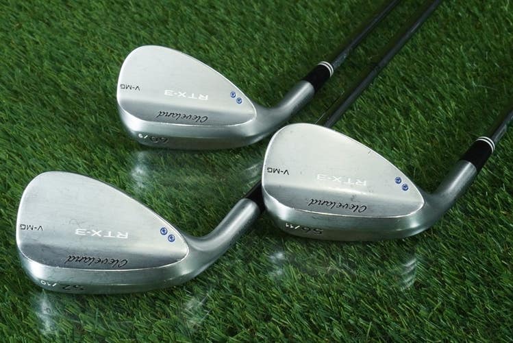 CLEVELAND RTX-3 WEDGE SET GW, SW, LW V-MG 52 10 56 11 60 9 LH W/ NEW GRIPS!