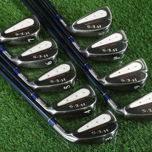 MITSUSHIBA H.E.S. IRONS SET 3-PW, SW PROFILE SERIES COMBO FLEX RH + NEW GRIPS!