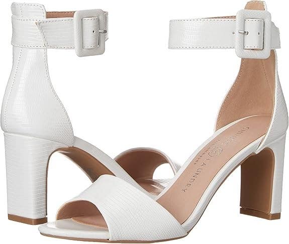 Chinese Laundry Raisie Slide Women's 8.5 White Lizard Ankle Strap Sandals TZP844