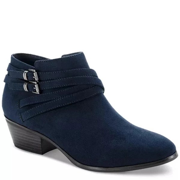 Style & Co Willow Boots Women's US 9 Blue Microsuede Block Heel Bootie TZP1008