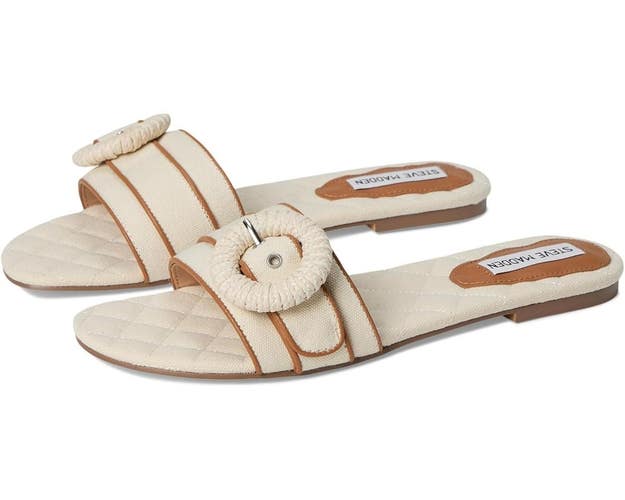 Steve Madden Merla Sandals Women's US 8 Natural Cognac Open Toe Slides TZP833