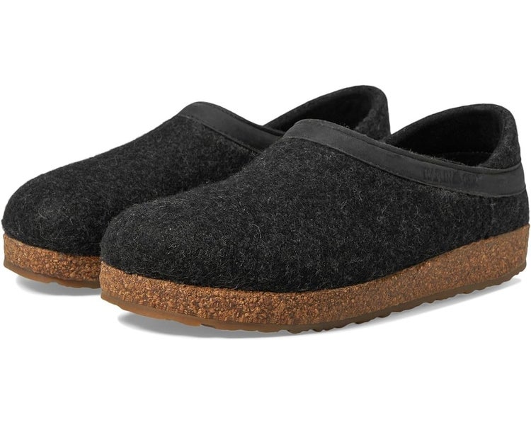 Haflinger GZH 714003-77 Clogs Men's US 8 Charcoal Felt Slip On Slippers PPQ11