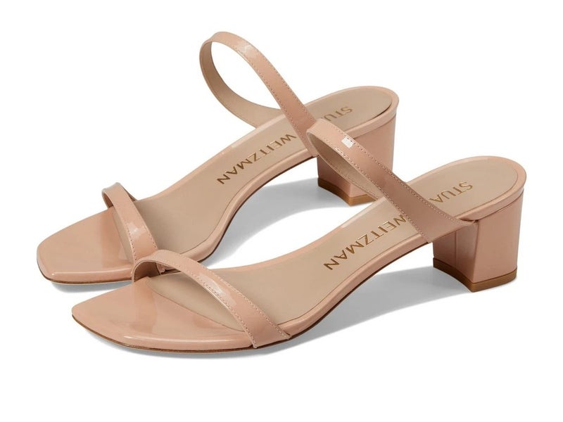 Stuart Weitzman Aleena 50 SB896-250 Sandals Women's 10 Poudre Block Heel TZP1040