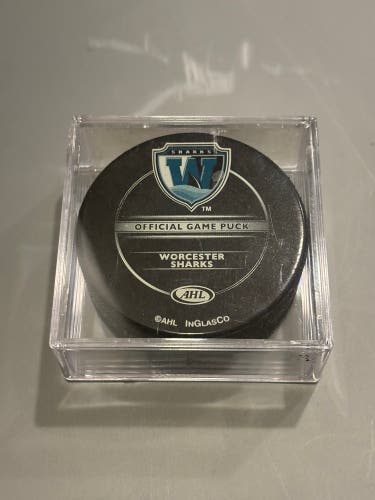 Worcester Sharks AHL Hockey Official Game Puck with Case