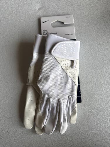 Nike Alpha Text Batting Gloves Adult Unisex White/White/White XL (INV300)