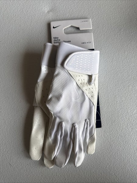 Nike Alpha Text Batting Gloves Adult Unisex White/White/White XL (INV300)