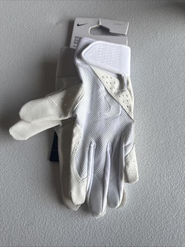 Nike Alpha Text Batting Gloves Adult Unisex White/White/White Small (INV303)