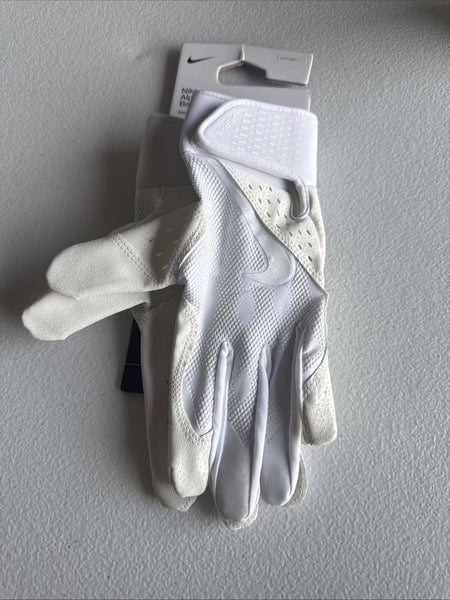 Nike Alpha Text Batting Gloves Adult Unisex White/White/White Small  (INV303)
