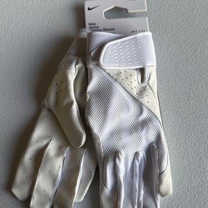 Nike Alpha Text Batting Gloves Adult Unisex White/White/White Large  (INV306)